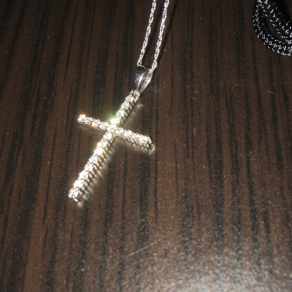 Diamond & 14G gold cross necklace from Macy's